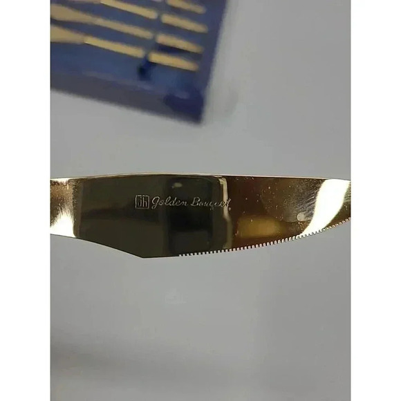 Vintage New Old Stock Lifetime Cutlery Golden Banquet Dinner Knives Set of 5 - Picture 5 of 5